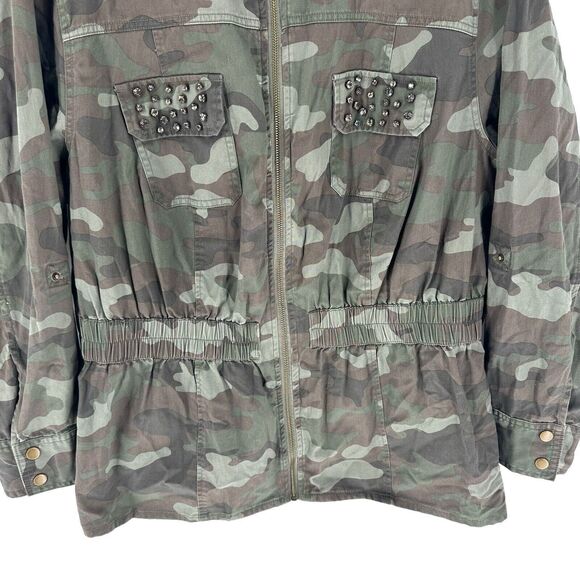 Torrid Jacket Womens 2X Green Camouflage Utility Anorak Rhinestone Bling Y2K - Picture 7 of 15